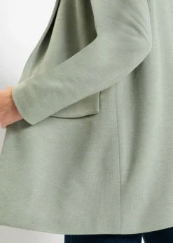 bonprix bonprix Americana larga de punto con bolsillos Verde ahumado jaspeado Clearance