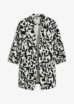 bonprix bonprix Americana larga estampada Blanco-negro con estampado gráfico Best