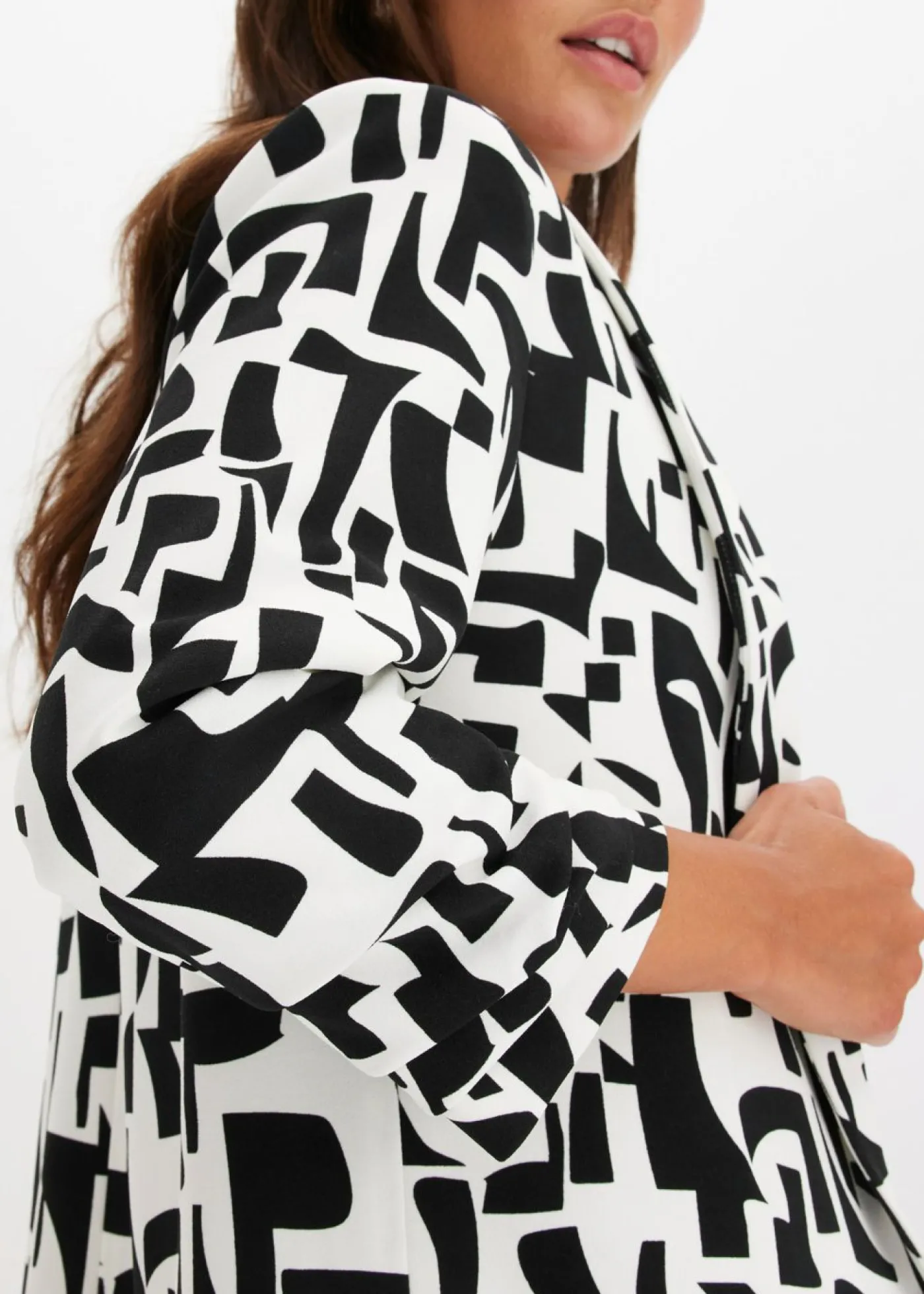bonprix bonprix Americana larga estampada Blanco-negro con estampado gráfico Best