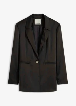 bonprix bonprix Americana oversize de satén Negro Clearance