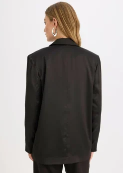 bonprix bonprix Americana oversize de satén Negro Clearance