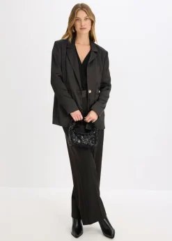 bonprix bonprix Americana oversize de satén Negro Clearance