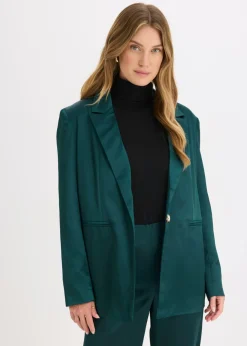 bonprix bonprix Americana oversize de satén Verde intenso