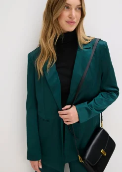bonprix bonprix Americana oversize de satén Verde intenso
