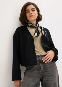 bonprix bonprix Americana oversized con cinturón en efecto lana, sin forro Negro Clearance