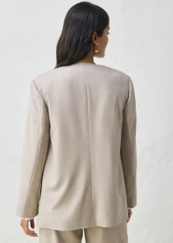 bonprix bonprix Americana sin cuello de suave mezcla de lana arena claro moteado Discount