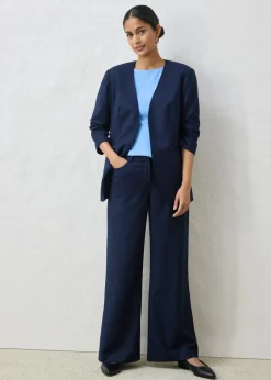 bonprix bonprix Americana sin cuello de suave mezcla de lana Azul marino Online