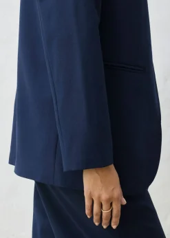 bonprix bonprix Americana sin cuello de suave mezcla de lana Azul marino Online