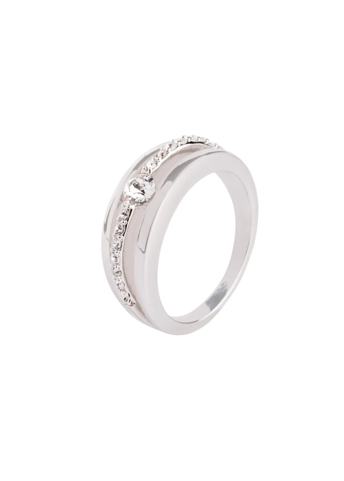 bonprix bonprix Anillo con cristales Chapado en rodio plateado Outlet