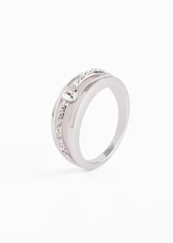 bonprix bonprix Anillo con cristales Chapado en rodio plateado Outlet