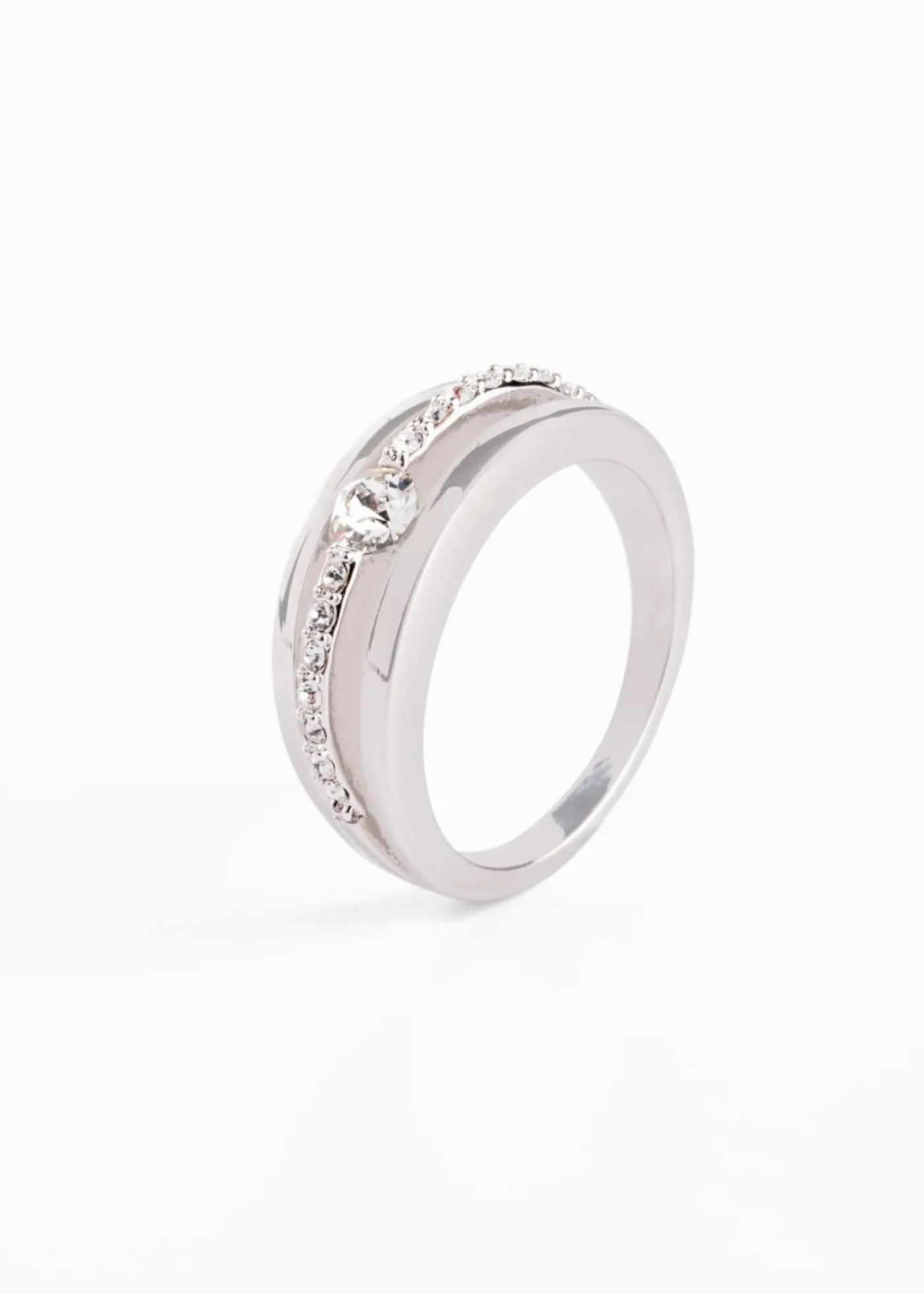 bonprix bonprix Anillo con cristales Chapado en rodio plateado Outlet