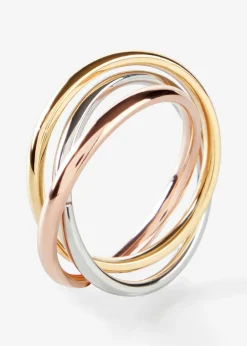 bonprix bonprix Anillo cruzado de acero inoxidable tricolor plata rodinada-rosado dorado-dorado Clearance