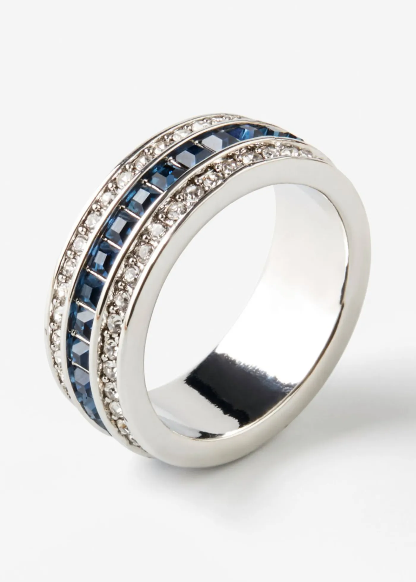 bonprix bonprix Anillo decorado con piedras brillantes plata rodinada-azul marino