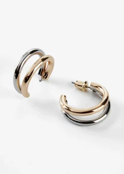 bonprix bonprix Aros de latón rodio plateado/dorado Outlet
