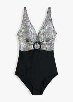 bonprix bonprix Bañador Negro/plata de piel de serpiente New