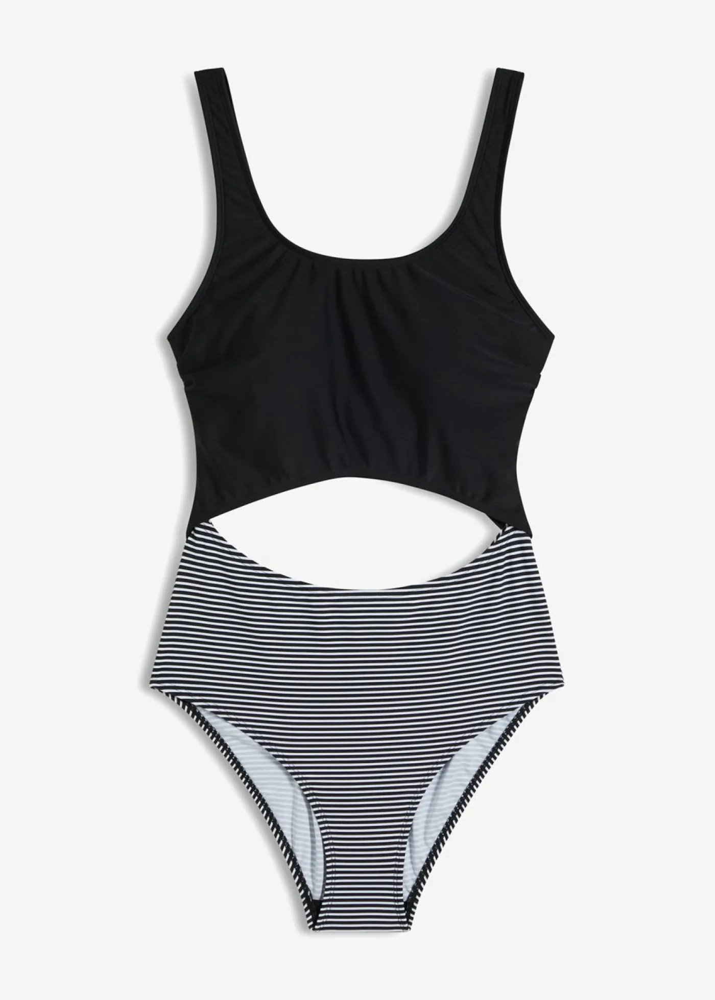 bonprix bonprix Bañador con abertura Negro-blanco con rayas Outlet