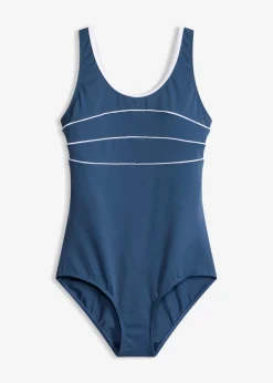 bonprix bonprix Bañador con costuras decorativas azul almirante-blanco Discount