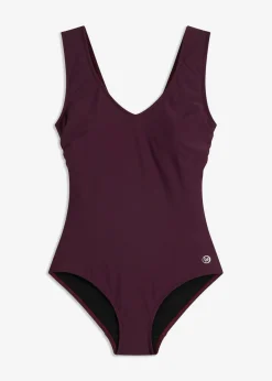 bonprix bonprix Bañador con efecto moldeador medio y escote en V morado intenso Online