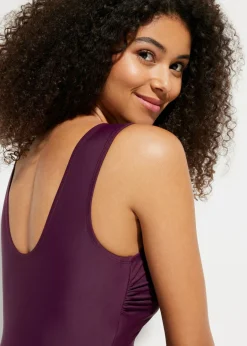 bonprix bonprix Bañador con efecto moldeador medio y escote en V morado intenso Online