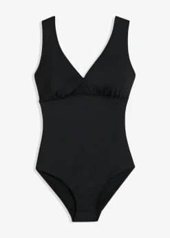 bonprix bonprix Bañador con efecto moldeador medio y escote en V Negro Discount