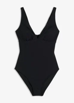 bonprix bonprix Bañador con efecto moldeador medio y escote pronunciado Negro Hot