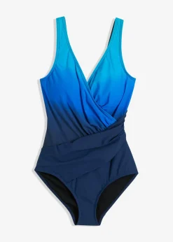 bonprix bonprix Bañador con efecto moldeador medio y efecto cruzado Azul Outlet