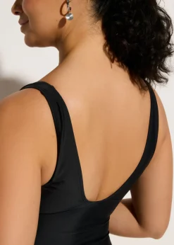 bonprix bonprix Bañador con efecto moldeador medio e insertos estampados Negro Online