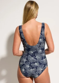 bonprix bonprix Bañador con efecto moldeador medio y efecto cruzado Azul marino Clearance