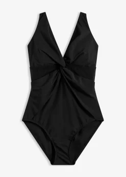 bonprix bonprix Bañador con efecto moldeador ligero y malla transparente Negro New