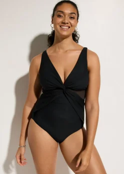 bonprix bonprix Bañador con efecto moldeador ligero y malla transparente Negro New