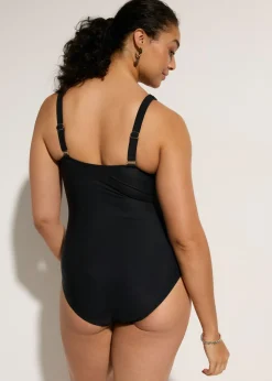 bonprix bonprix Bañador con efecto moldeador ligero y malla transparente Negro New