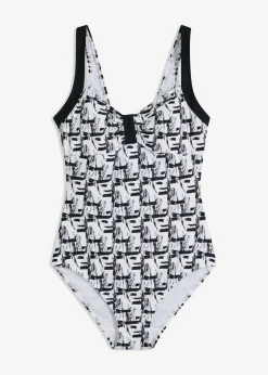 bonprix bonprix Bañador con efecto reductor, nivel 3 Blanco-negro de rayas Clearance