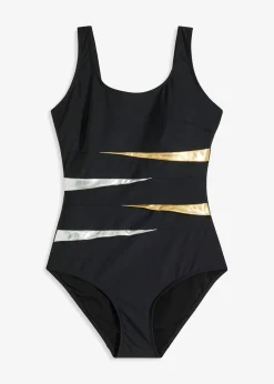 bonprix bonprix Bañador con gran efecto moldeador e insertos negro con rayas New