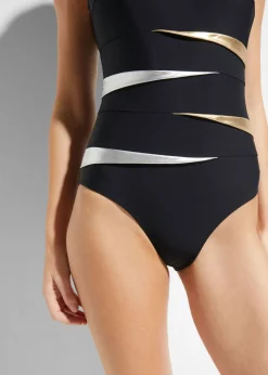 bonprix bonprix Bañador con gran efecto moldeador e insertos negro con rayas New