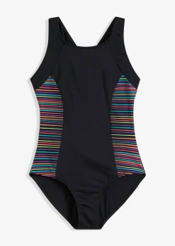 bonprix bonprix Bañador con inserción lateral negro rayas horizontales Discount