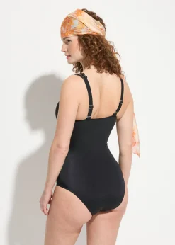 bonprix bonprix Bañador con insertos cortados con láser Negro Clearance