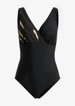 bonprix bonprix Bañador con lentejuelas Negro-oro Hot
