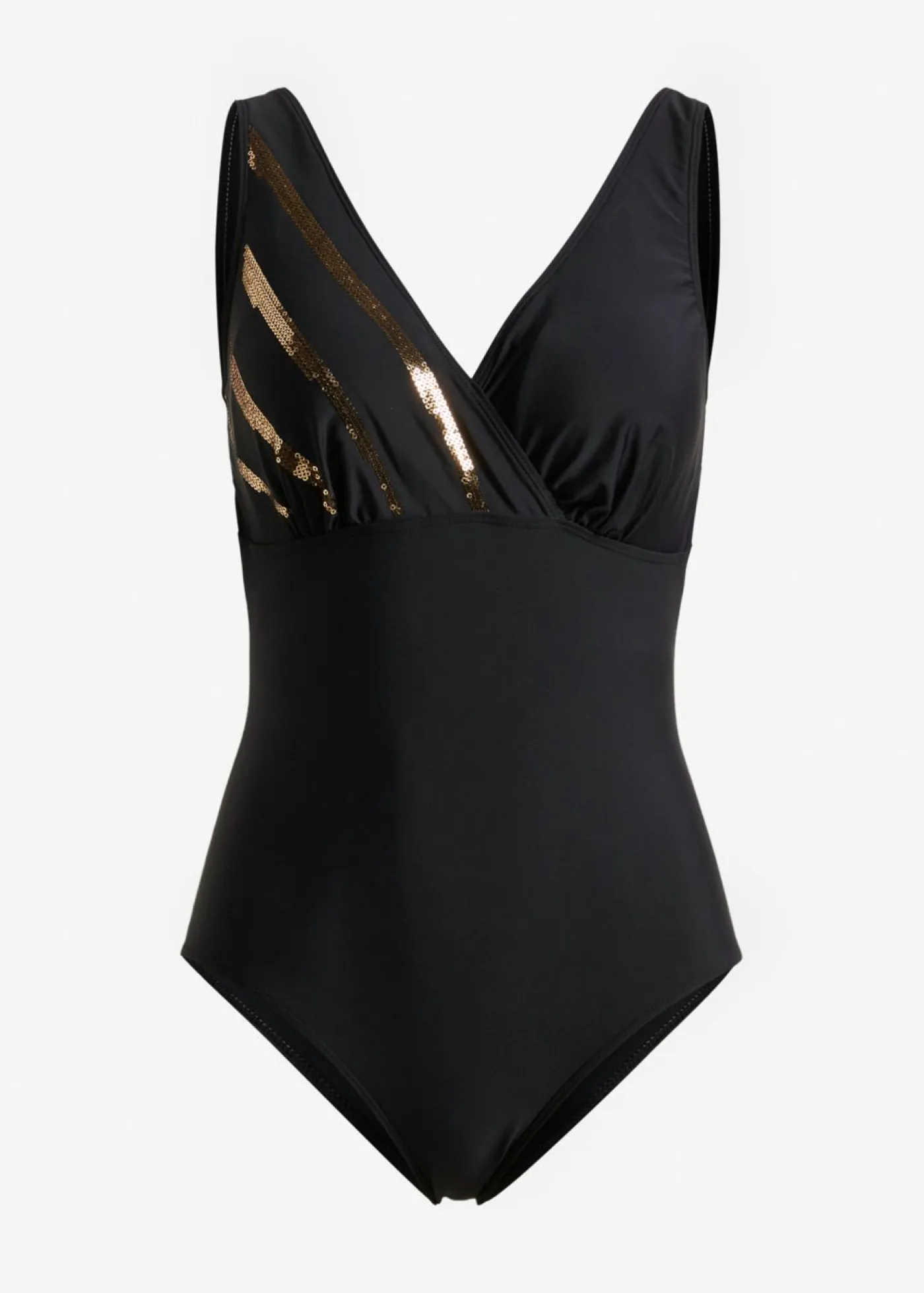 bonprix bonprix Bañador con lentejuelas Negro-oro Hot