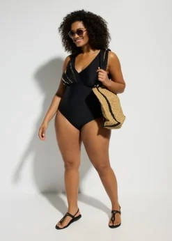 bonprix bonprix Bañador con lentejuelas Negro-oro Hot