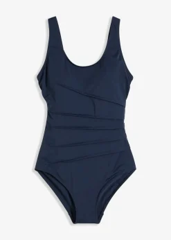 bonprix bonprix Bañador con ligero efecto moldeador y pliegues decorativos Azul marino Sale