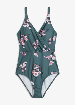 bonprix bonprix Bañador con ligero efecto moldeador y diseño cruzado Verde claro Clearance
