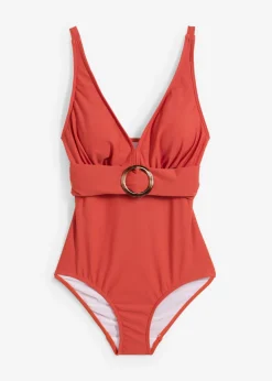 bonprix bonprix Bañador con ligero efecto moldeador y escote en V naranja óxido Clearance