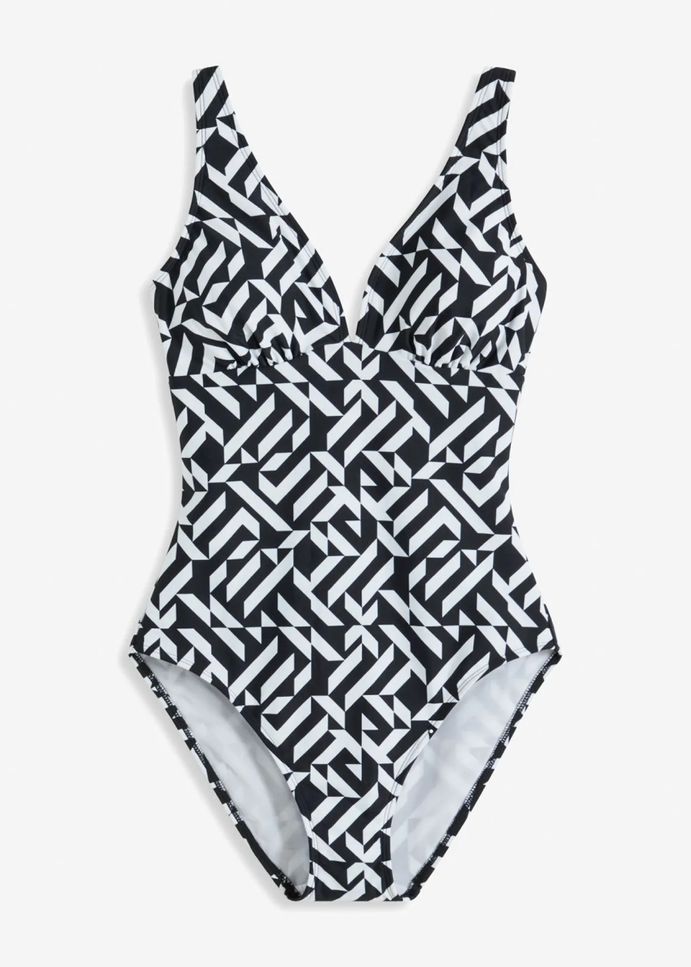 bonprix bonprix Bañador con ligero efecto moldeador y escote en V Negro-blanco Best