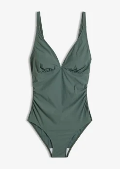bonprix bonprix Bañador con ligero efecto moldeador y escote en V Verde New