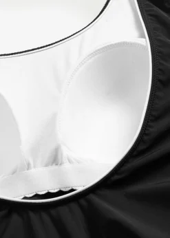 bonprix bonprix Bañador con ligero efecto moldeador y costuras decorativas Negro-blanco