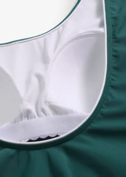 bonprix bonprix Bañador con ligero efecto moldeador y costuras decorativas verde petróleo-blanco Sale