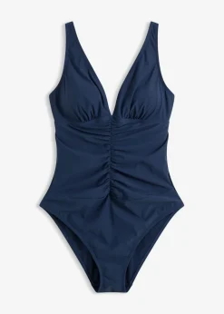 bonprix bonprix Bañador con ligero efecto moldeador y fruncido Azul almirante Hot