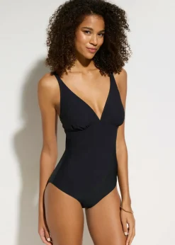 bonprix bonprix Bañador con ligero efecto moldeador y escote en V Negro Discount