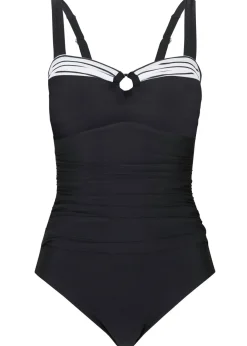 bonprix bonprix Bañador con ligero efecto moldeador Negro-blanco Sale
