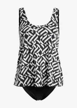 bonprix bonprix Bañador con look tankini Negro-blanco Online